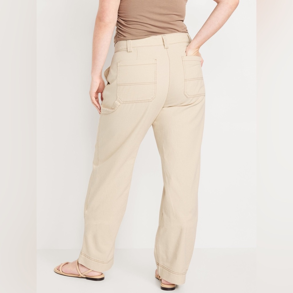 NWT Old Navy Women's Tan Beige Utility high Waisted Pants Trousers 14 - Picture 3 of 10